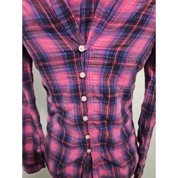 VTG Womens Victorias Secret PINK plaid Button Up Shirt Y2k Cabin Barbiecore - Picture 5 of 14